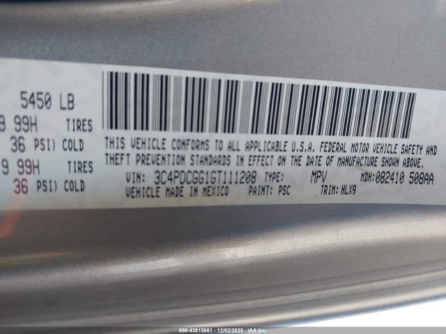 3C4PDCGG1GT111208 Dodge Journey Crossroad Plus