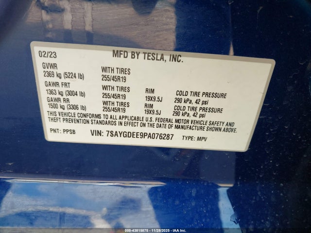 2023 TESLA MODEL Y 7SAYGDEE9PA076287 Photo 8