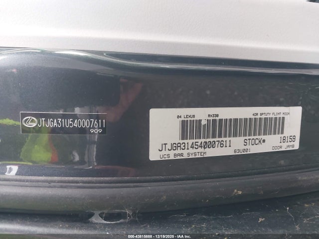 43815888 :رقم المزاد ، JTJGA31U540007611 vin ، 2004 Lexus 330rx مزاد بيع