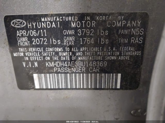 2011 HYUNDAI ELANTRA KMHDH4AE3BU148369 Photo 8