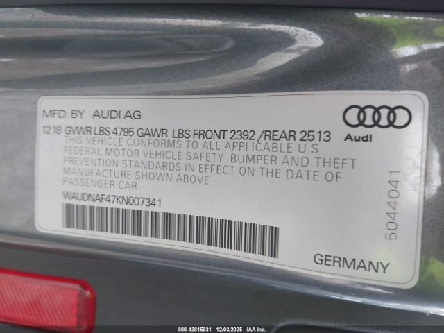 2019 AUDI A4 WAUDNAF47KN007341 Photo 8