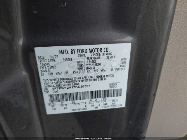 2007 FORD F-150 1FTPW12V17KD26397 Photo 8