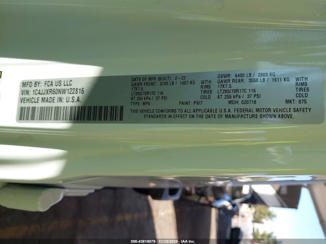 1C4JJXR60NW122816 Jeep Wrangler 4xe Unlimited Rubicon 4x4