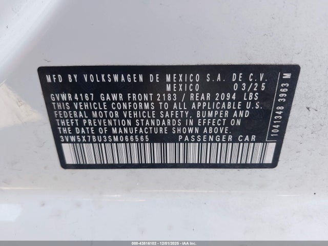 Volkswagen Jetta 1.5t S 2025 3VW5X7BU3SM066565 Image 9