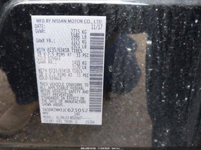 2018 NISSAN PATHFINDER 5N1DR2MM3JC625052 Photo 8