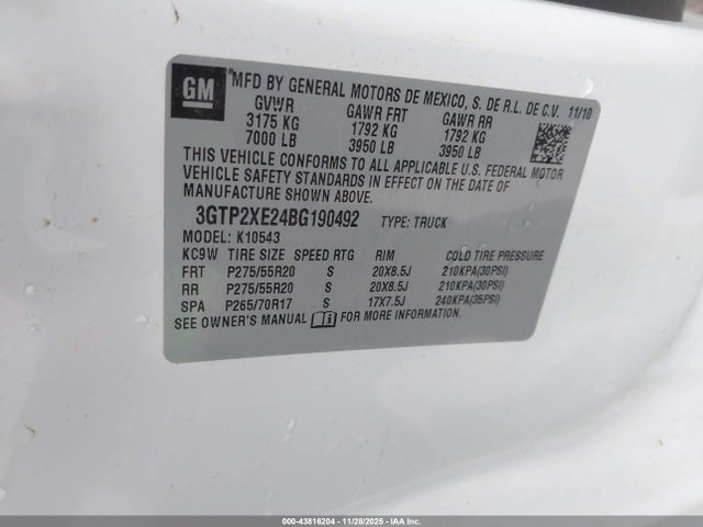 Продаж на аукціоні авто 2011 Gmc Sierra 1500 Denali, vin: 3GTP2XE24BG190492, номер лоту: 43816204