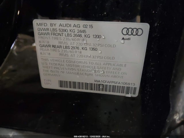 2015 AUDI Q5 WA1CFAFP5FA105913 Photo 8