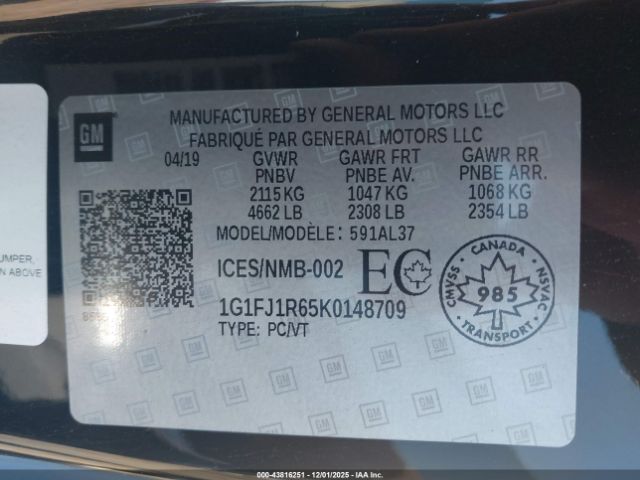 2019 CHEVROLET CAMARO 1G1FJ1R65K0148709 Photo 8