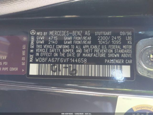 1997 MERCEDES-BENZ SL 500 WDBFA67F6VF144658 Photo 8