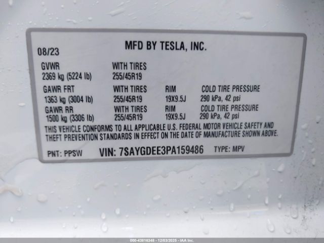 2023 TESLA MODEL Y 7SAYGDEE3PA159486 Photo 8