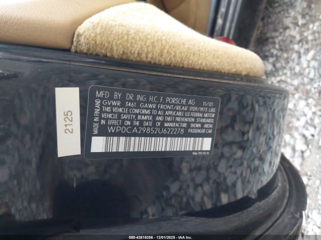 2002 PORSCHE BOXSTER WP0CA29852U622278 Photo 8