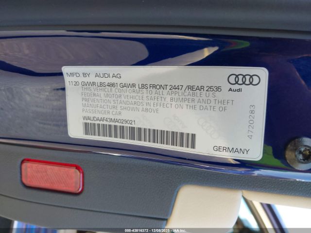2021 AUDI A4 WAUDAAF43MA029021 Photo 8