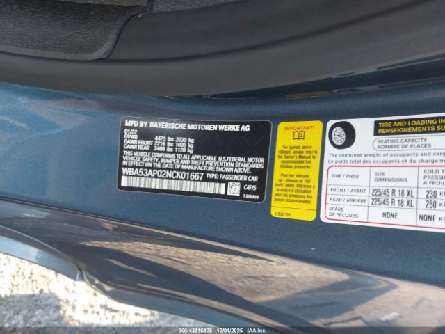 2022 BMW 430I WBA53AP02NCK01667 Photo 8