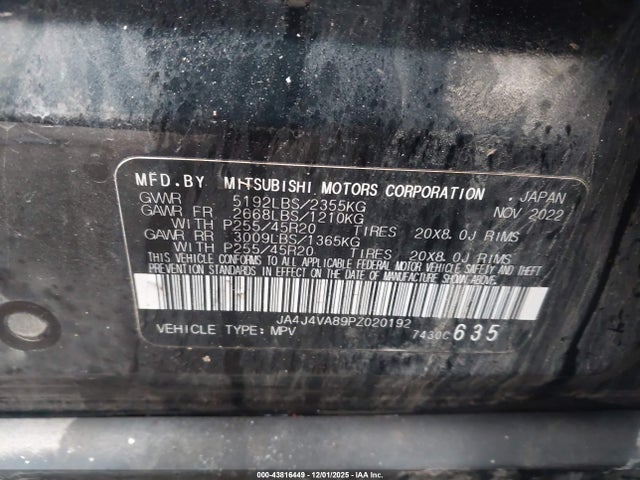 2023 MITSUBISHI OUTLANDER JA4J4VA89PZ020192 Photo 8