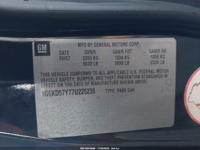 2007 CADILLAC DTS 1G6KD57Y77U225236 Photo 8