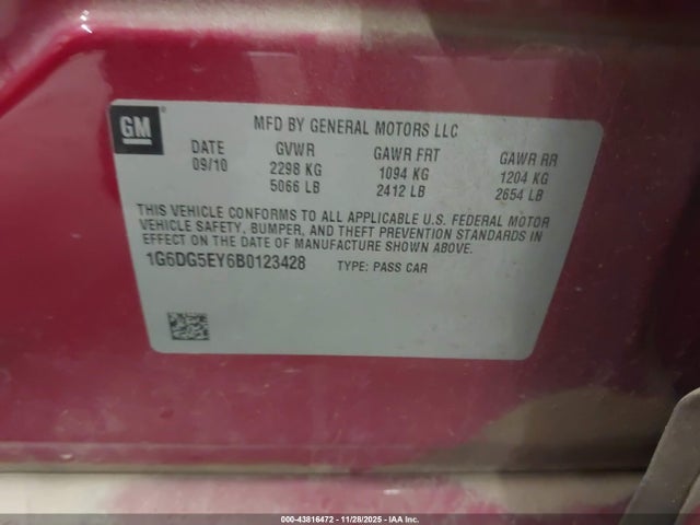 2011 CADILLAC CTS 1G6DG5EY6B0123428 Photo 8