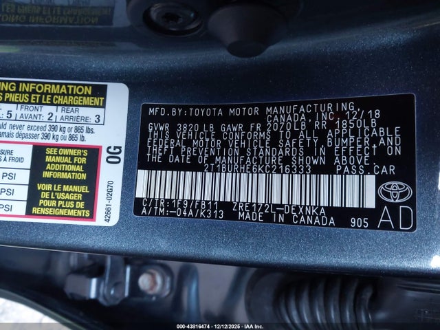 Toyota COROLLA LE 2019 2T1BURHE6KC216333 Image 9