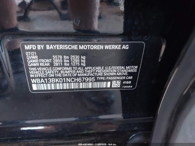 WBA13BK01NCH67995 BMW M550 I Xdrive