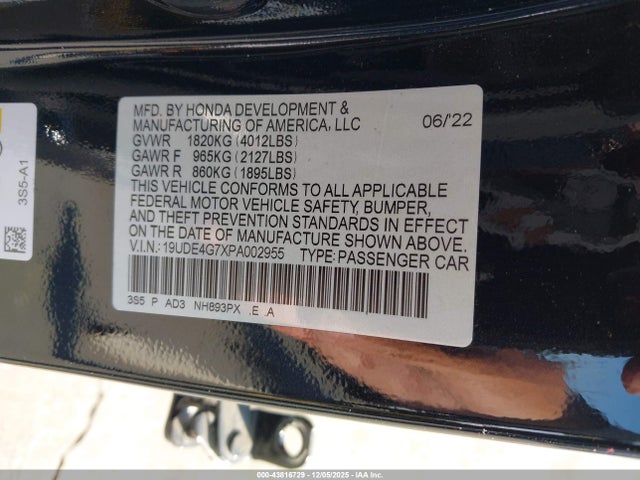 19UDE4G7XPA002955 Acura Integra A-spec Technology