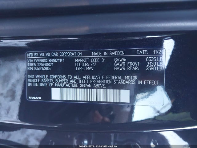 2022 VOLVO XC90 RECHARGE PLUG-IN HYBRID YV4BR0CL8N1821141 Photo 8