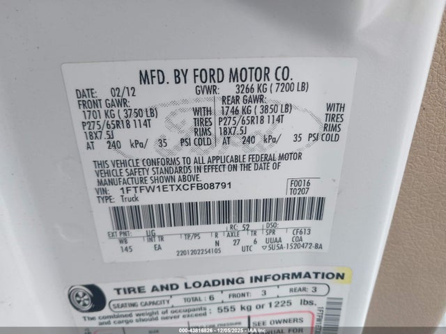 2012 FORD F-150 1FTFW1ETXCFB08791 Photo 8