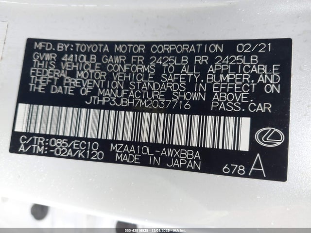 2021 LEXUS UX 200 JTHP3JBH7M2037716 Photo 8