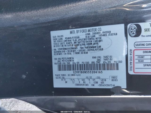 2005 FORD MUSTANG 1ZVFT80N555204165 Photo 8