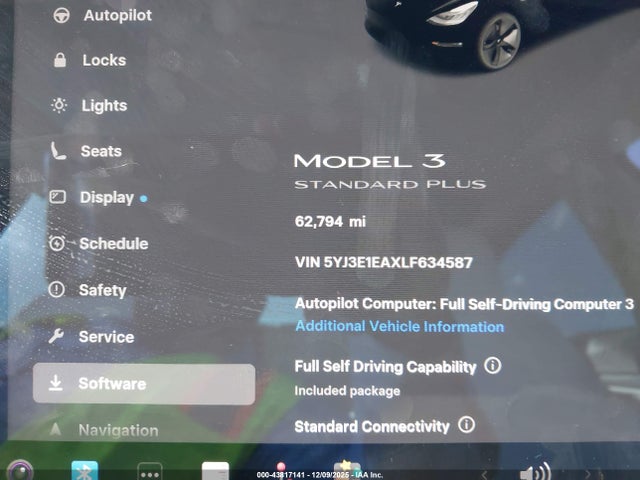 Продаж на аукціоні авто 2020 Tesla Model 3 Standard Range Plus Rear-wheel Drive/standard Range Rear-wheel Drive, vin: 5YJ3E1EAXLF634587, номер лоту: 43817141