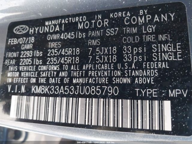 2018 HYUNDAI KONA KM8K33A53JU085790 Photo 8