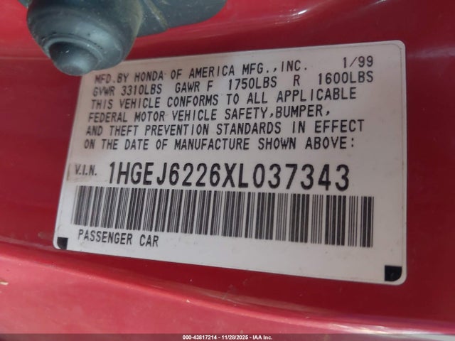 1999 HONDA CIVIC 1HGEJ6226XL037343 Photo 8
