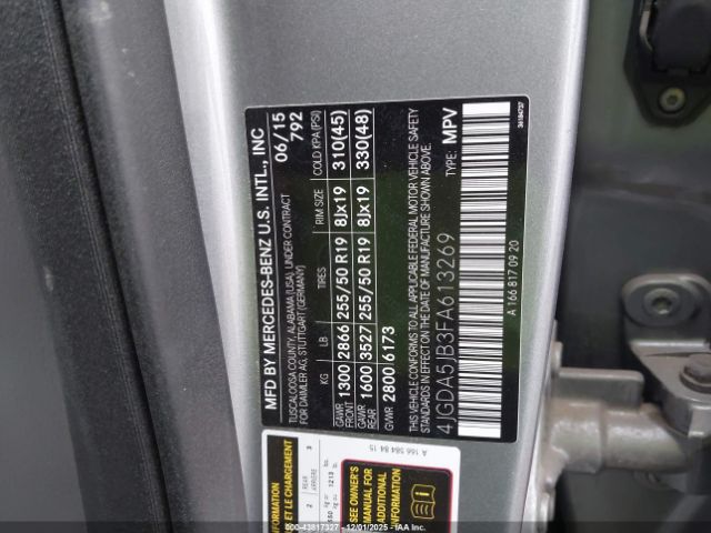 2015 MERCEDES-BENZ ML 350 4JGDA5JB3FA613269 Photo 8