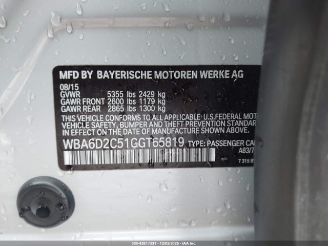 2016 BMW 640I GRAN COUPE WBA6D2C51GGT65819 Photo 8