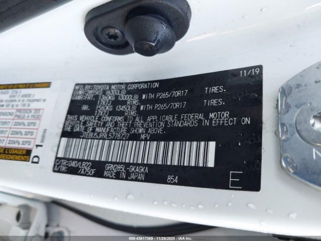 2020 TOYOTA 4RUNNER JTEBU5JR9L5778727 Photo 8