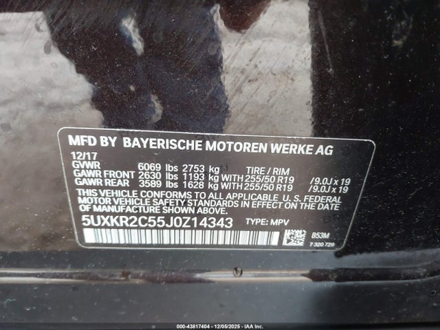 2018 Bmw X5 Sdrive35i მანქანა იყიდება აუქციონზე, vin: 5UXKR2C55J0Z14343, აუქციონის ნომერი: 43817404