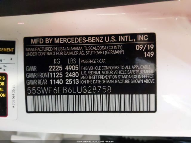 2020 MERCEDES-BENZ AMG C 43 55SWF6EB6LU328758 Photo 8