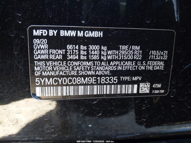 2021 BMW X6 M 5YMCY0C08M9E18335 Photo 8