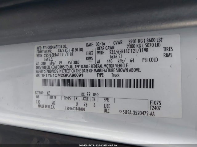 Ford Transit-150 2016 1FTYE1CM2GKA96091 Image 9