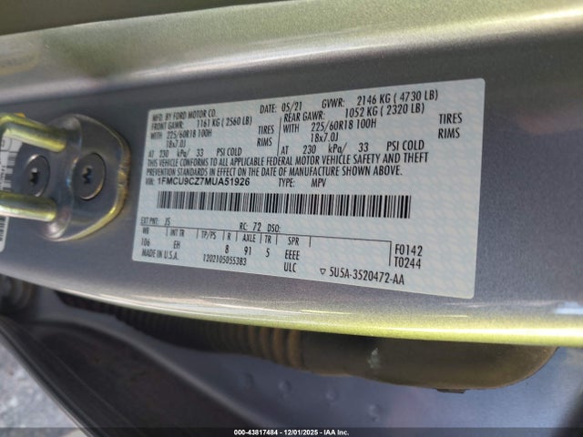 2021 FORD ESCAPE 1FMCU9CZ7MUA51926 Photo 8