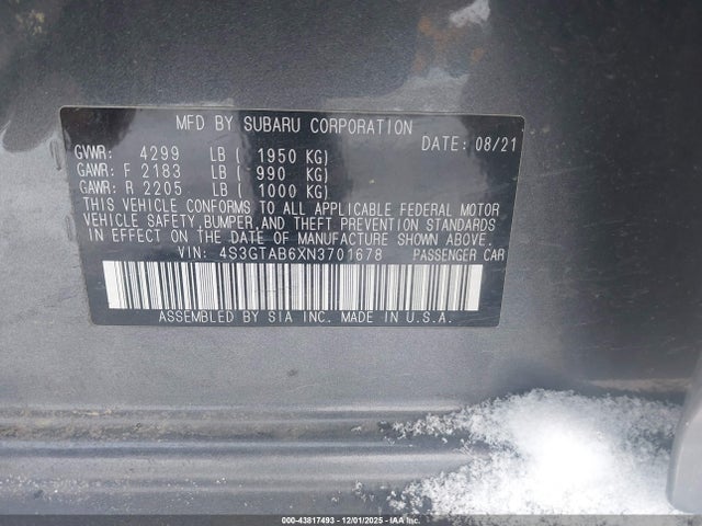 4S3GTAB6XN3701678 Subaru Impreza Base 5-door