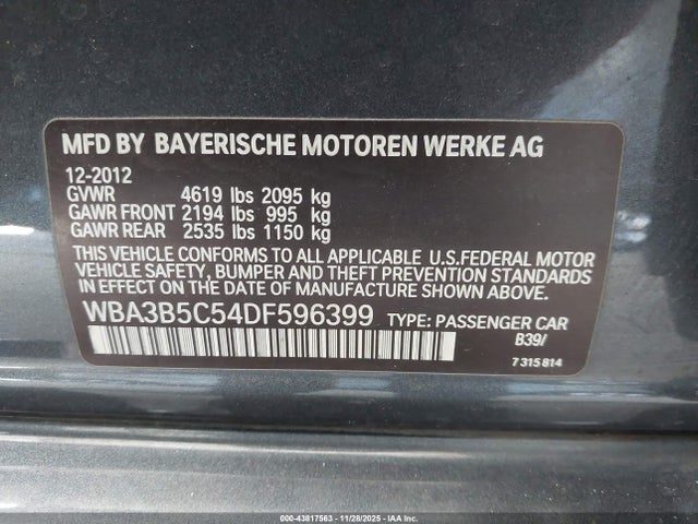 Продаж на аукціоні авто 2013 Bmw 328i Xdrive, vin: WBA3B5C54DF596399, номер лоту: 43817563