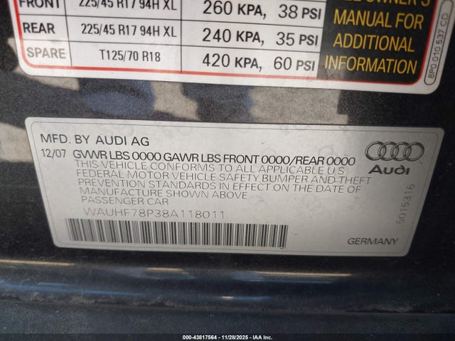 2008 AUDI A3 WAUHF78P38A118011 Photo 8