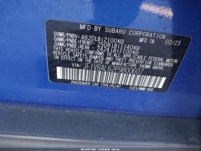 2023 SUBARU WRX JF1VBAL62P9800607 Photo 8