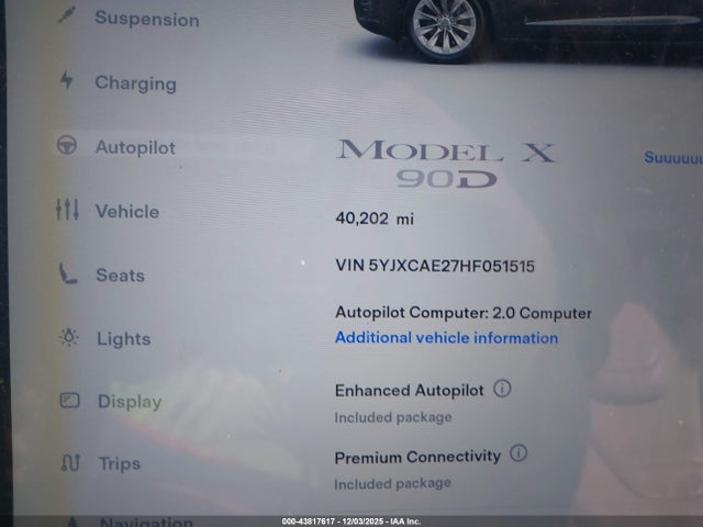 2017 TESLA MODEL X 5YJXCAE27HF051515 Photo 8