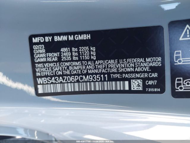 2023 BMW M4 WBS43AZ06PCM93511 Photo 8