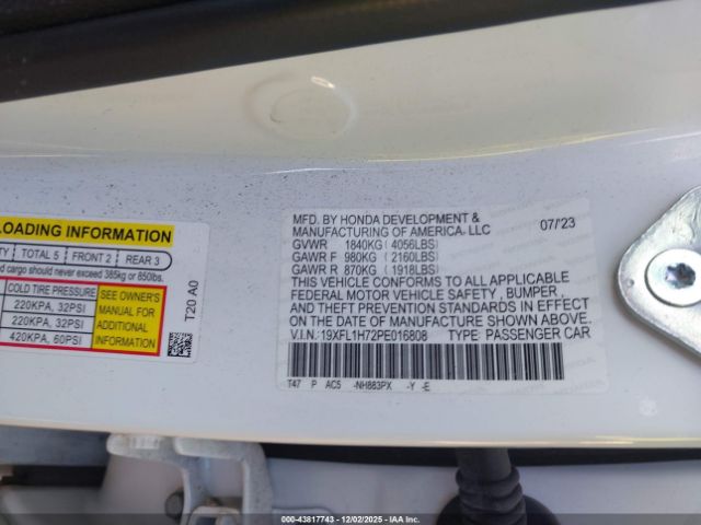 2023 HONDA CIVIC 19XFL1H72PE016808 Photo 8