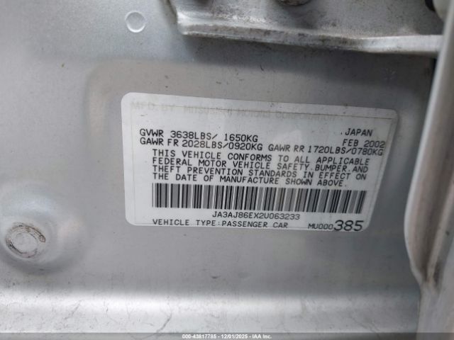 2002 MITSUBISHI LANCER JA3AJ86EX2U063233 Photo 8