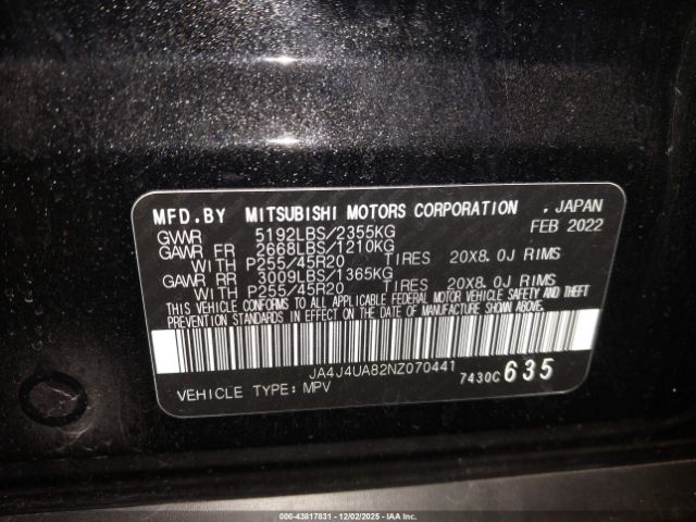 2022 MITSUBISHI OUTLANDER JA4J4UA82NZ070441 Photo 8