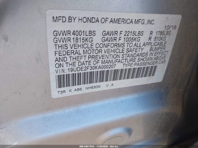 2019 ACURA ILX 19UDE2F30KA000207 Photo 8