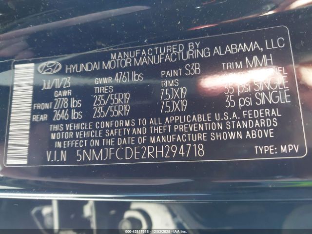 2024 HYUNDAI TUCSON 5NMJFCDE2RH294718 Photo 8