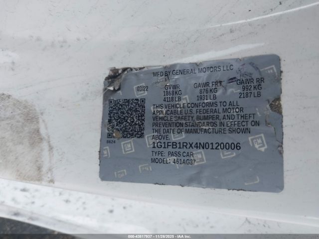 2022 CHEVROLET CAMARO 1G1FB1RX4N0120006 Photo 8